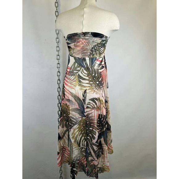 NWT Fuzzi Mesh Floral Strapless Knee Length Dress Size Large - Picture 3 of 4